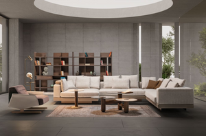 HOMAGE KOLTUK Edessa armchair with plush fabric upholstery and wooden legs, modern design for living room seating.