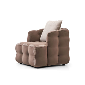 BEACON Aurora Steel Frame Armchair LC068 with cushioned seat and backrest, modern design, and sleek metal legs.