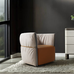 BEACON Baxter armchair MLL-A134 in neutral fabric with cushioned seat and armrests, modern design for living room comfort.