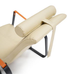 Beige Verona Lounge Chair by BEACON with microfiber leather upholstery, modern design, and cushioned seat for comfortable seating.