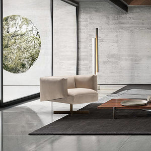HOMAGE KOLTUK Era Armchair in beige fabric with rounded armrests and modern design, perfect for living room seating.
