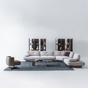 Homage Koltuk Foresta armchair with plush fabric upholstery and wooden legs, modern design for living room decor.