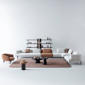 HOMAGE KOLTUK Freda armchair with beige upholstery and wooden legs, modern design for living room decor