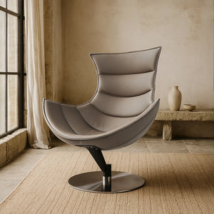Beige JIATAI swivel lounge chair by BEACON with modern design, featuring a comfortable, rounded seat and swivel base.