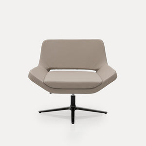 Beige BEACON lounge chair with cushioned seat and modern design, featuring wooden legs and a comfortable backrest.
