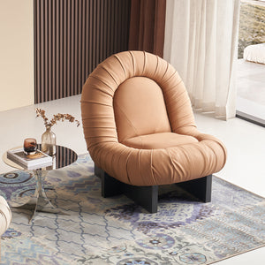 Orange BEACON Lounge Chair LC092 with cushioned seat and modern design, perfect for relaxing living room or lounge space.