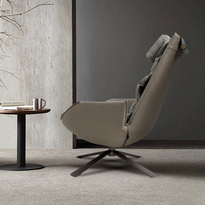 Dark beige Severo Lounge Chair by BEACON with sleek design and plush cushioning for modern living spaces.