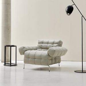 White Yabo Lounge Chair LC077WHT by BEACON, modern armchair with plush cushioning and sleek design for contemporary living spaces.