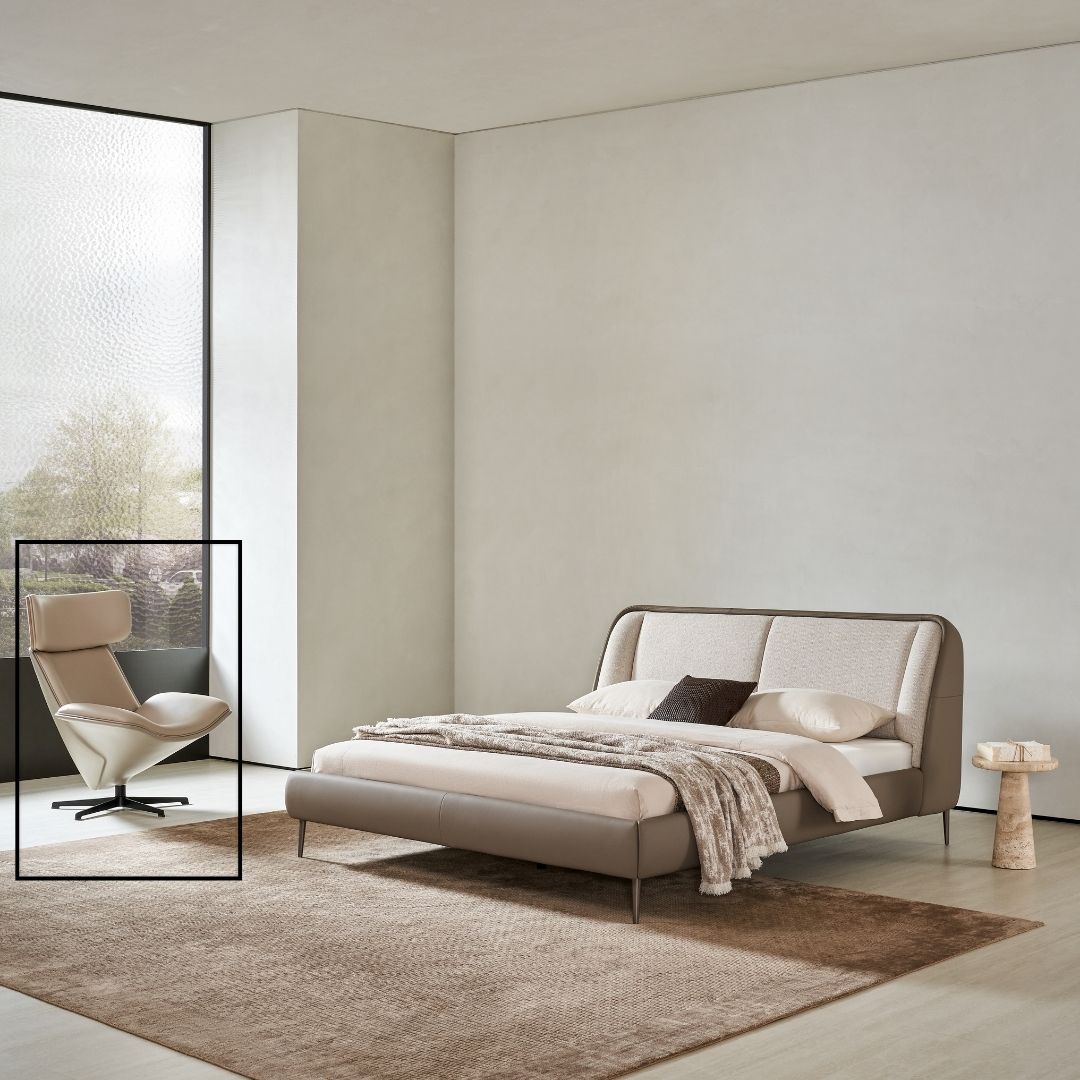 BEACON Bolo Lounge Chair MSTV-XY017 in plush upholstery, modern armchair with sleek design and cushioned seating.