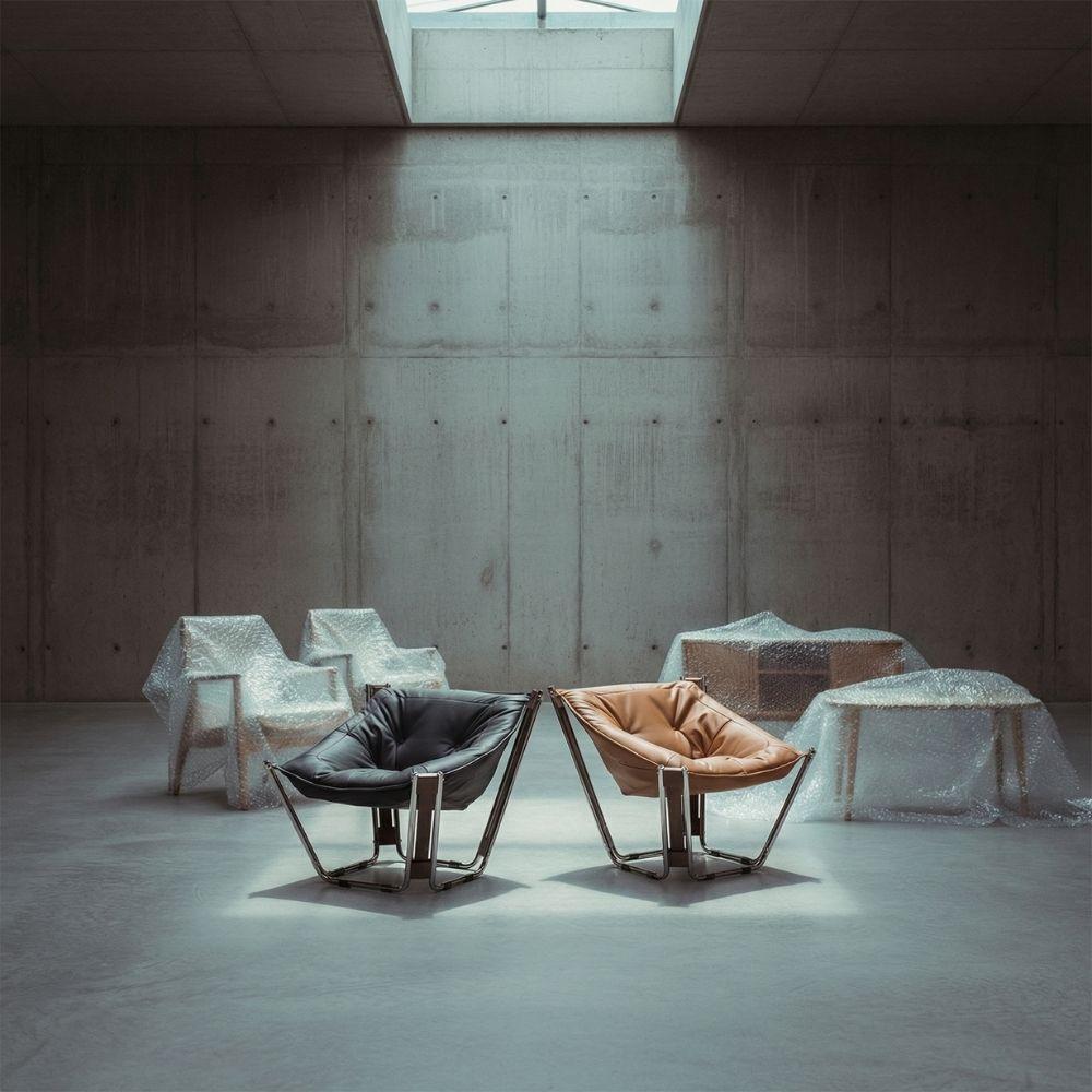 Black Cocoon Lounge Chair by BEACON, modern seating with a cozy, rounded design and smooth fabric upholstery.