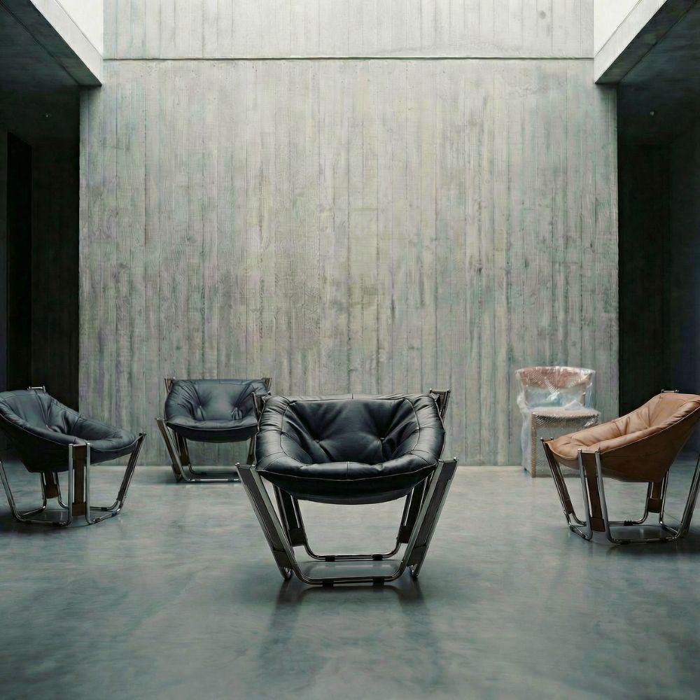 Black BEACON Cocoon Lounge Chair PS-A179 with rounded, cocoon-shaped design and cushioned seat for comfortable seating.