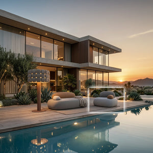 Outdoor Cumulus lounge chair by Beacon, featuring plush armchair with matching cushions and modern design.