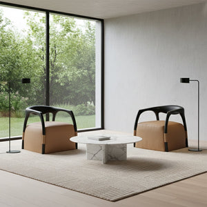 BEACON Dune Armchair PS-A221 with plush fabric upholstery and modern design, shown in a stylish living room setting.