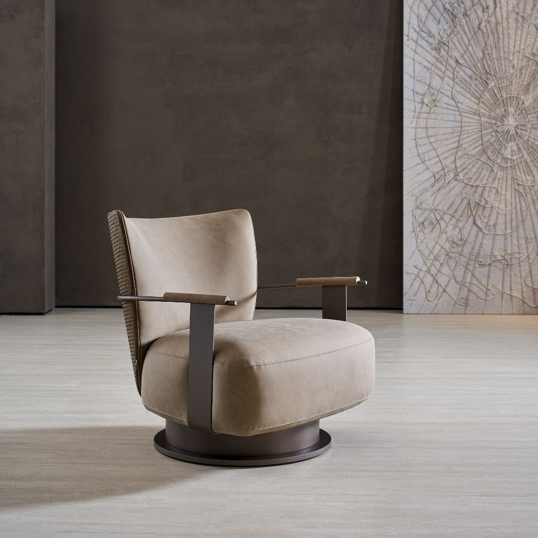 Modern Sway Lounge Chair by BEACON, featuring a sleek design and comfortable armchair style in neutral upholstery.