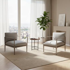 BEACON AIKA single armchair with aluminum armrest, modern design, upholstered seat, ideal for living room or office seating.