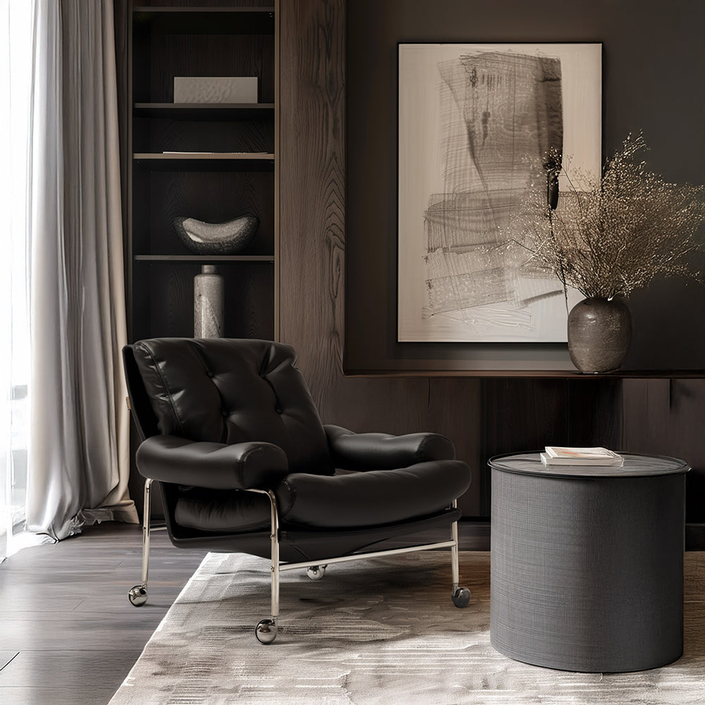 BEACON Alula lounge chair PS-A178 with a modern design, featuring a plush cushion and sleek wooden legs for comfortable seating.