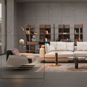 HOMAGE KOLTUK Edessa Armchair in neutral fabric with padded armrests and wooden legs, modern design for living room seating.