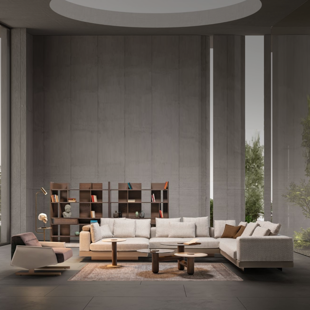 HOMAGE KOLTUK Edessa armchair with plush fabric upholstery and modern design, shown in a cozy living room setting.