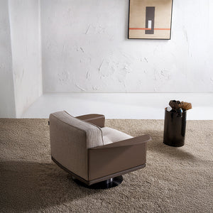 Display of BEACON Avenor armchair D-LC091/SF091 in a showroom, showcasing its modern design and comfortable upholstery.