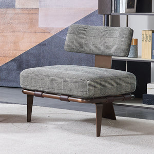 BEACON Capri Lounge Chair in brown fabric with wooden legs, modern design, comfortable seating for living room or patio.