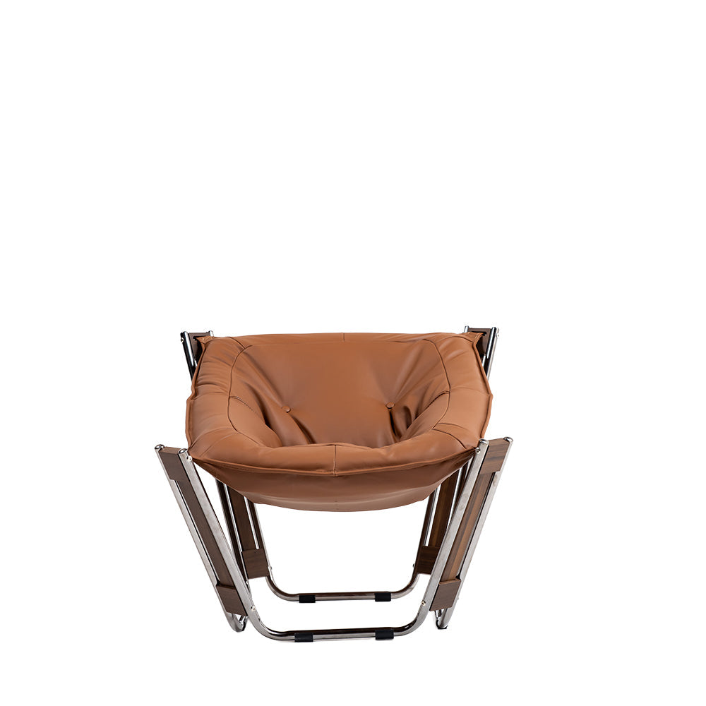 Brown BEACON Cocoon Lounge Chair PS-A179 with rounded, cozy design and plush cushioning for comfortable relaxation.