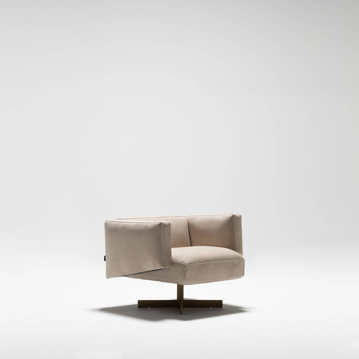 Beige Era Armchair by HOMAGE KOLTUK featuring soft fabric upholstery and a modern design in a cozy living room setting.