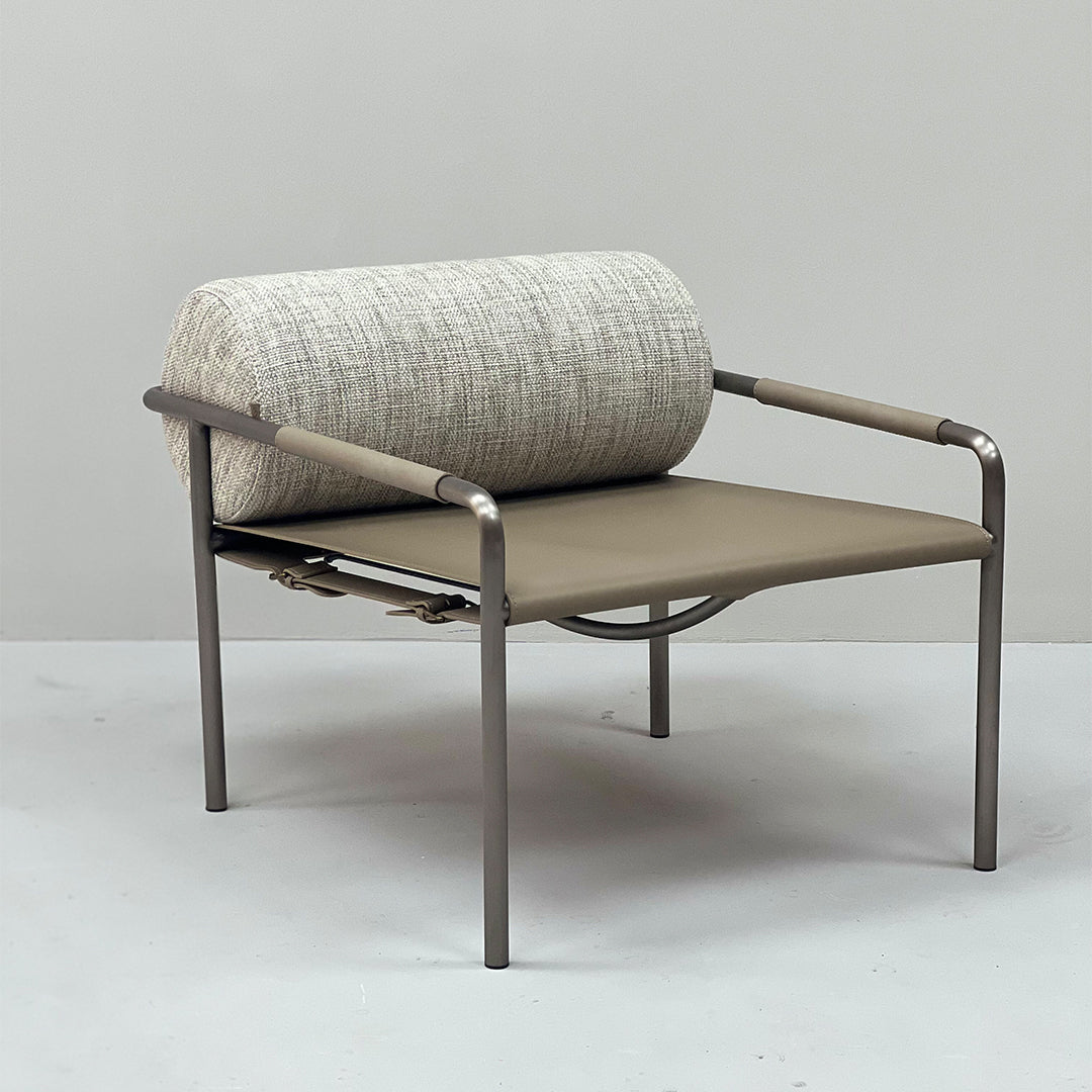 BEACON Filch Armchair MLL-A149 in gray fabric, plush cushioned seat and backrest, modern armchair design for living room comfort