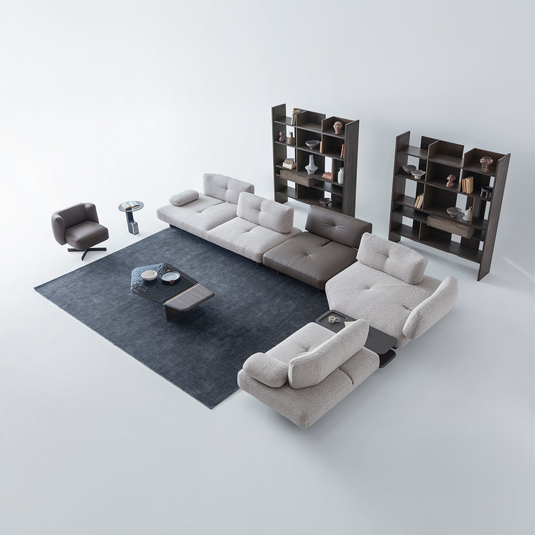 HOMAGE KOLTUK Foresta armchair with plush fabric upholstery and wooden legs, modern design for living room decor.