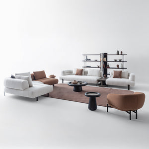 HOMAGE KOLTUK Freda armchair with plush fabric upholstery and wooden legs, modern design for living room or office space.