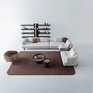 HOMAGE KOLTUK Freda armchair with plush fabric upholstery and wooden legs, stylish seating for living room or lounge area.