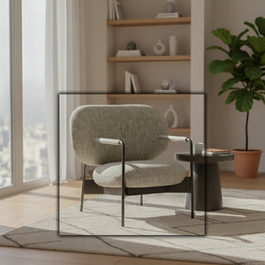 BEACON Haven Armchair PS-A154 with plush fabric upholstery and modern design, shown in a cozy living room setting.