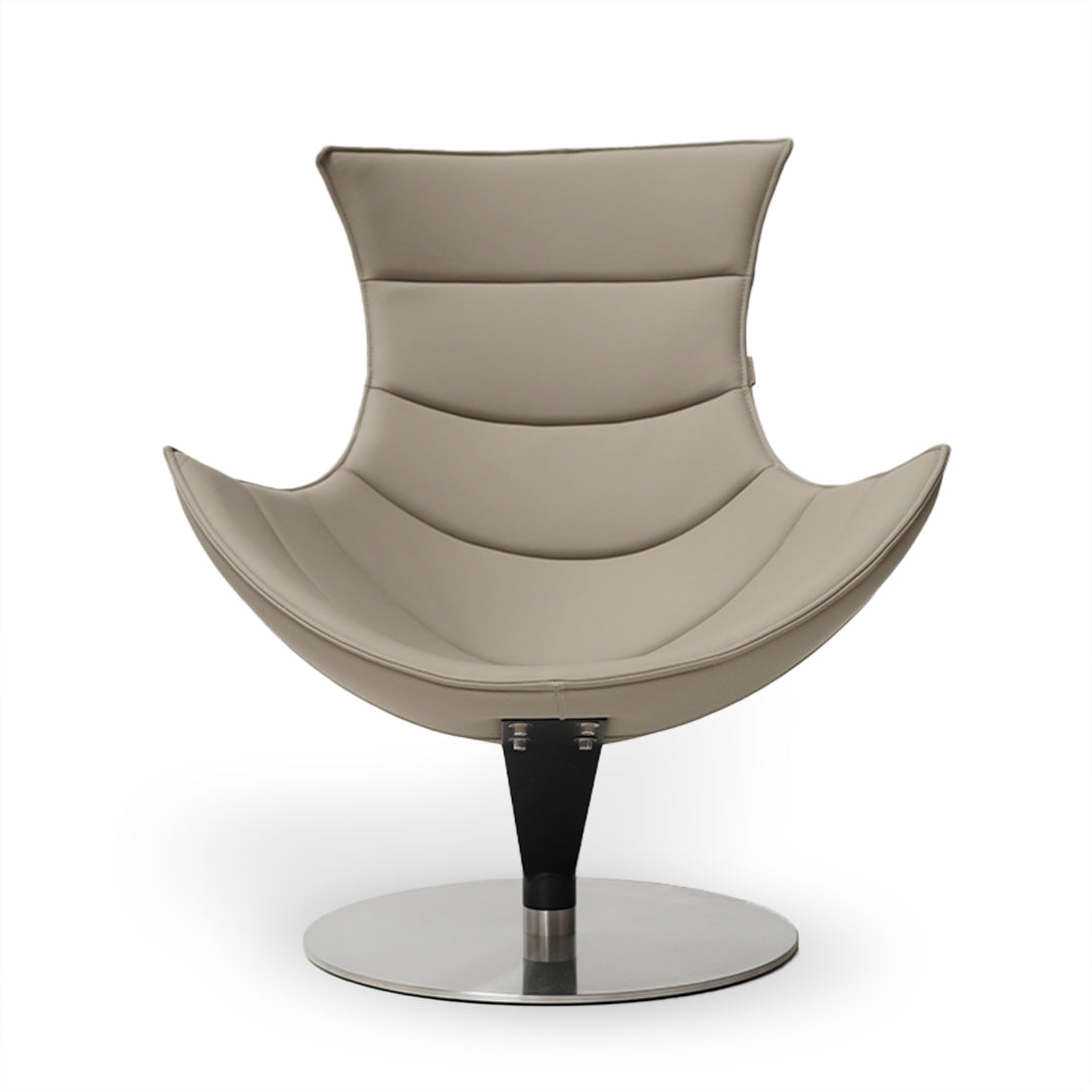 Beige JIATAI swivel lounge chair by BEACON, modern design with a comfortable, cushioned seat and sleek metal base.