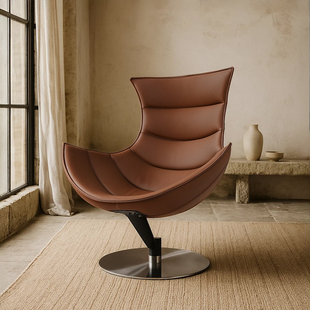 BEACON JIATAI swivel lounge chair F-2039 in clay with modern design and cushioned seating for comfortable relaxation.