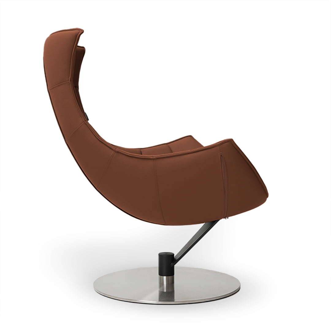 BEACON JIATAI swivel lounge chair F-2039 in clay color, modern design with plush cushions and sleek metal base.