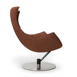 BEACON JIATAI swivel lounge chair F-2039 in clay color, modern design with plush cushions and sleek metal base.