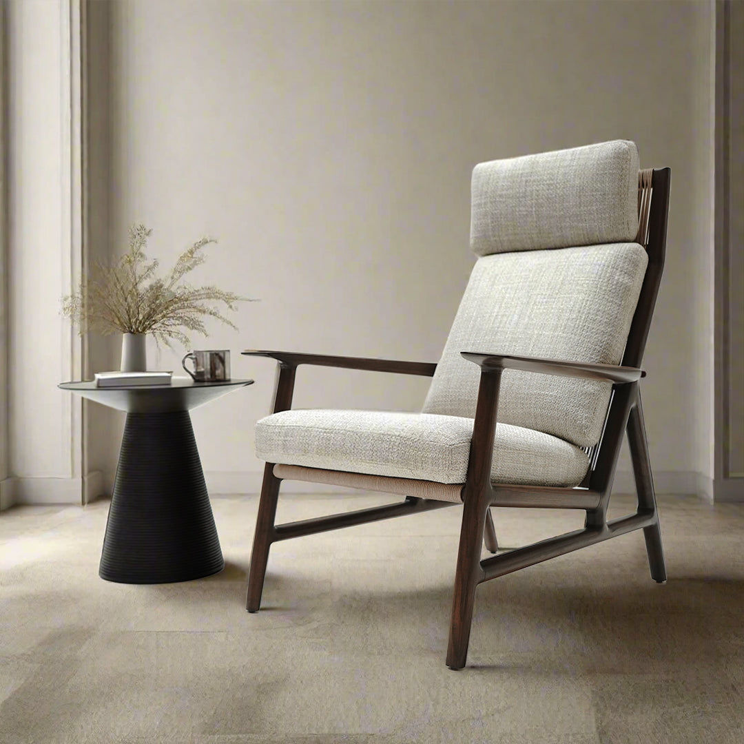 HOMAGE KOLTUK Lema Lounge Chair in modern design with plush upholstery and sleek wooden legs, perfect for stylish living spaces.