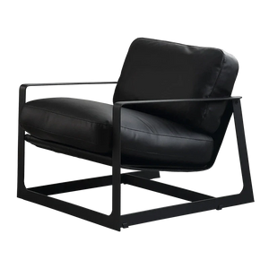 Black Lille Lounge Chair LC008 by BEACON featuring sleek modern design and comfortable seating, shown from a side angle.