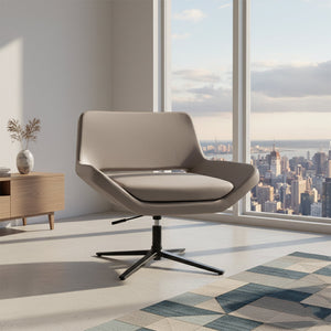 Beige lounge chair H-5146 by BEACON with cushioned seat and modern design, perfect for living room relaxation.