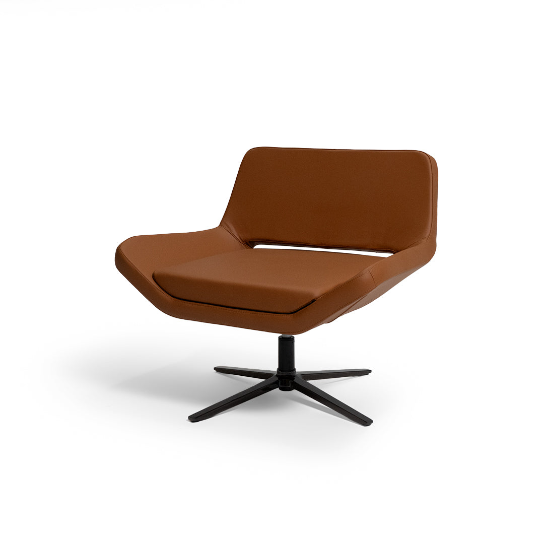 Caramel-colored BEACON lounge chair with plush cushioning and modern design, ideal for relaxing living room seating.