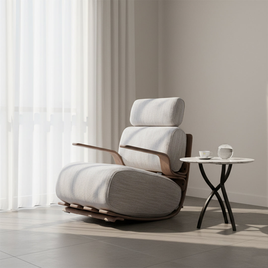 Modern BEACON lounge chair MZ4156 with a sleek, cushioned seat and wooden legs, ideal for relaxing in contemporary living spaces.