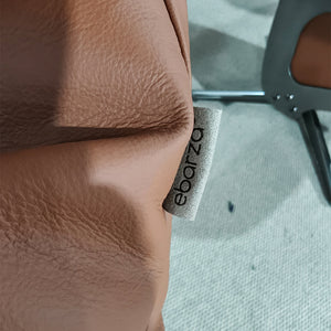 BEACON Meridian lounge chair with matching caramel leather ottoman, stylish and comfortable for modern living spaces.