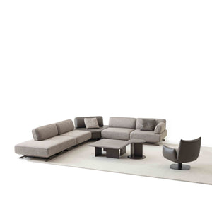 YOL LIVING Mila Amara armchair with plush fabric upholstery and modern design, shown in a cozy living room setting.