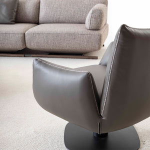 YOL LIVING Mila Amara armchair with plush fabric upholstery and wooden legs, modern design for stylish living rooms.