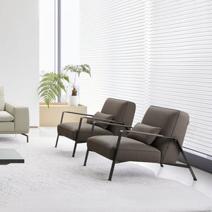 BEACON Nexus Lounge Chair AMF-DY218 armchair with modern design, plush upholstery, and wooden legs in a contemporary living space.