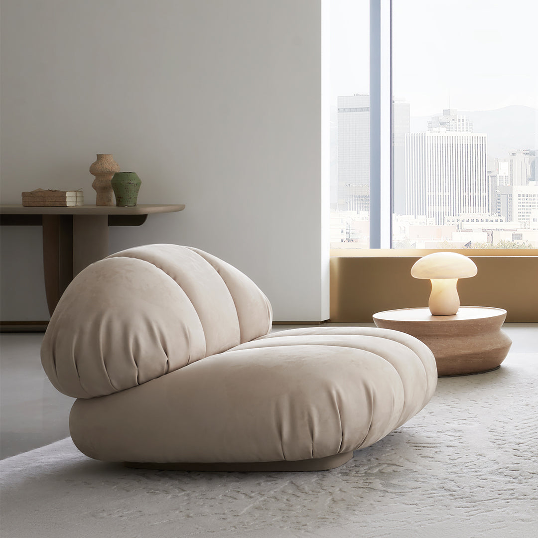 BEACON Nimbus armchair AMCJ-DY6021 with cushioned seat and armrests, upholstered in sleek fabric for modern living spaces.