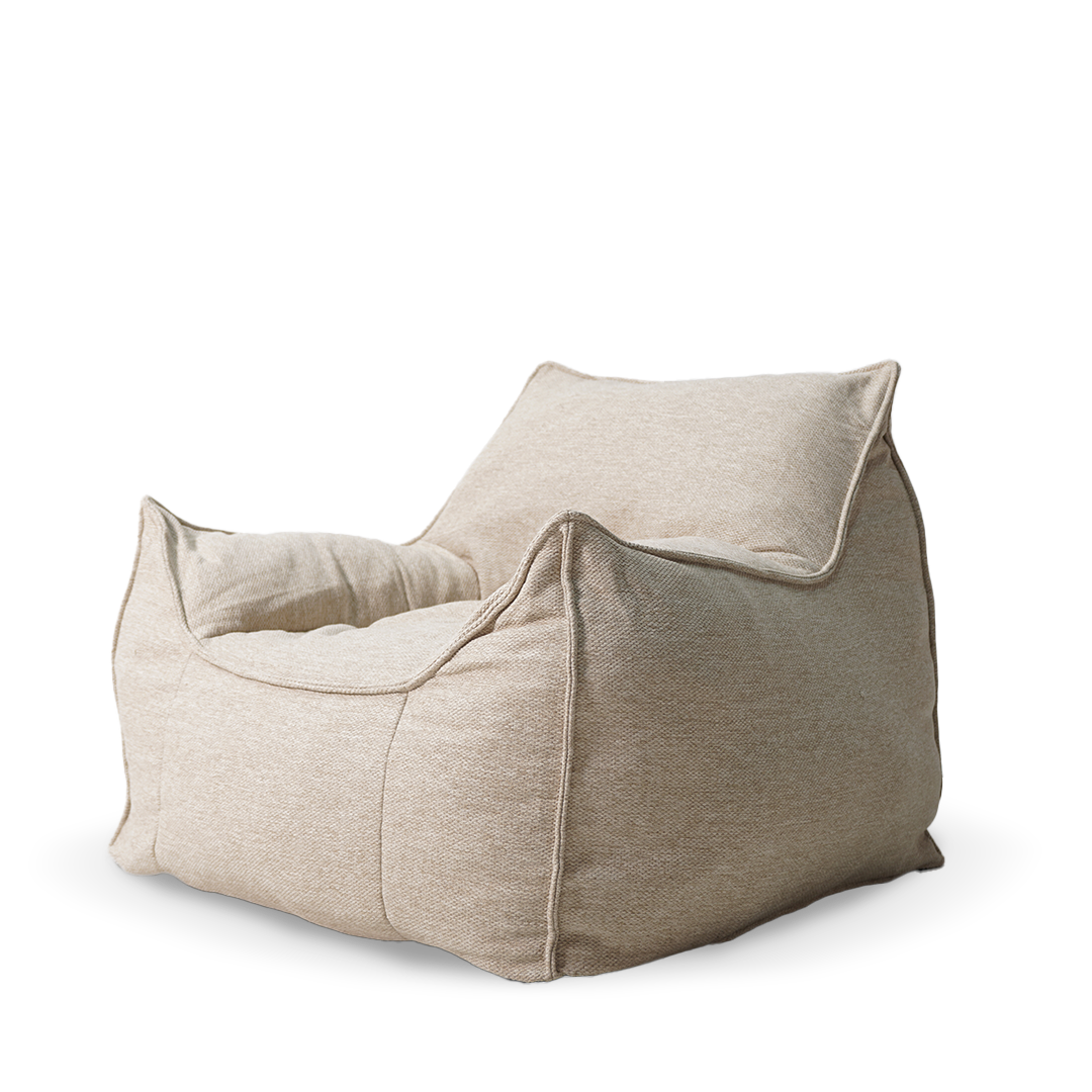 BEACON Olefin lounge chair single seater with sleek modern design, featuring comfortable cushioned seating and metal legs.