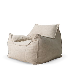 BEACON Olefin lounge chair single seater with sleek modern design, featuring comfortable cushioned seating and metal legs.