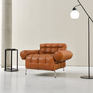 Pre-order Yabo Lounge Chair LC077 in orange by BEACON, modern lounge chair with sleek design and comfortable seating.