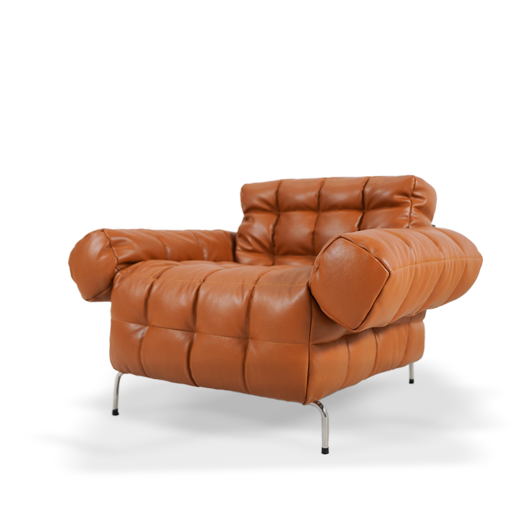 BEACON Yabo Lounge Chair LC077 in orange fabric with a modern design, pre-order with 85 days delivery, part of our lounge chairs collection.