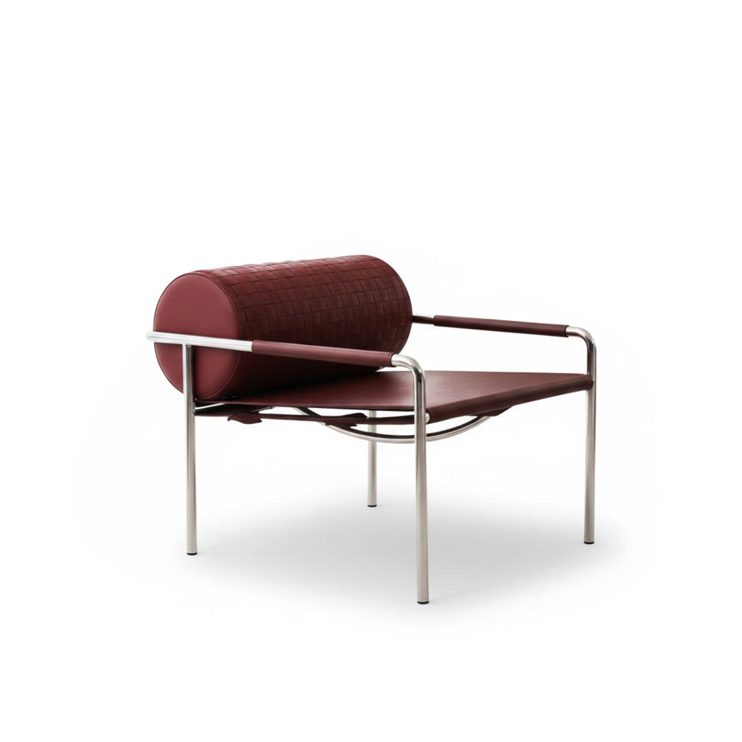 Beige BEACON PS-A149 armchair with plush cushioning and wooden legs, modern furniture for living room relaxation.